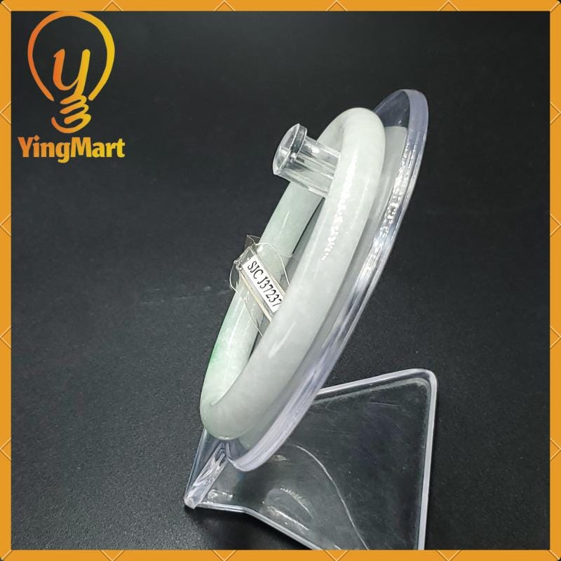 YingCollection 55mm SJC37237 Certified Natural Color Greyish Very Slightly Green Jadeite Jade Bangle Bracelet, Real Gemstone