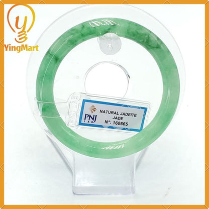 YingCollection 55mm PNJ160665 Certified Natural Color Light To Medium Green, Green VeinsJadeite Jade Bangle Bracelet, Real Gemstone