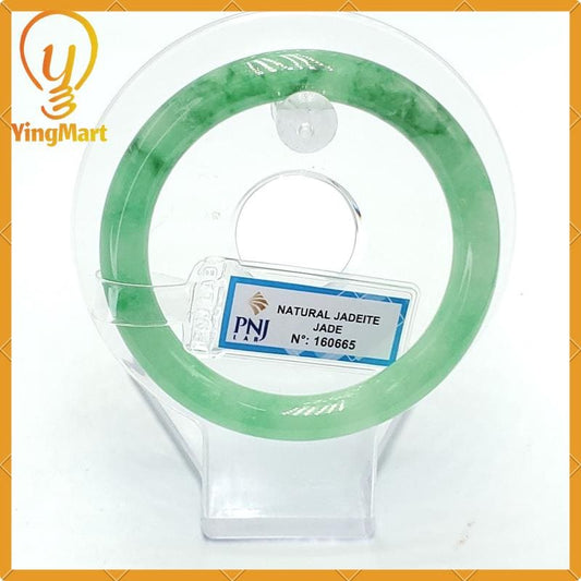 YingCollection 55mm PNJ160665 Certified Natural Color Light To Medium Green, Green VeinsJadeite Jade Bangle Bracelet, Real Gemstone