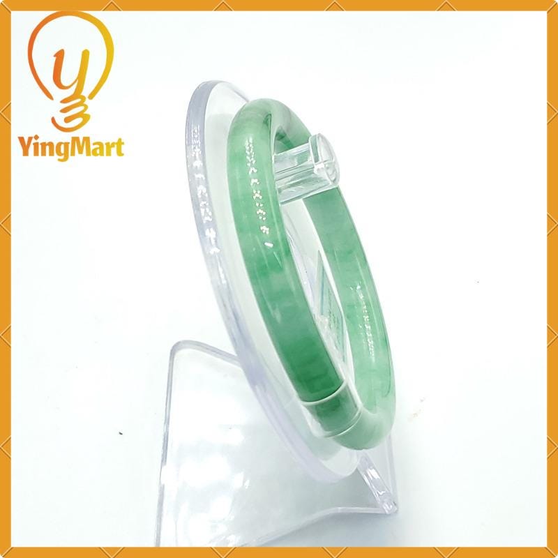 YingCollection 55mm PNJ171819 Certified Natural Color Green White To Green, Grey Jadeite Jade Bangle Bracelet, Real Gemstone