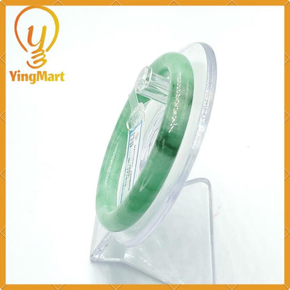 YingCollection 55mm PNJ171819 Certified Natural Color Green White To Green, Grey Jadeite Jade Bangle Bracelet, Real Gemstone