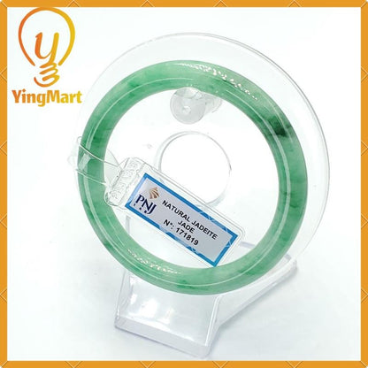 YingCollection 55mm PNJ171819 Certified Natural Color Green White To Green, Grey Jadeite Jade Bangle Bracelet, Real Gemstone