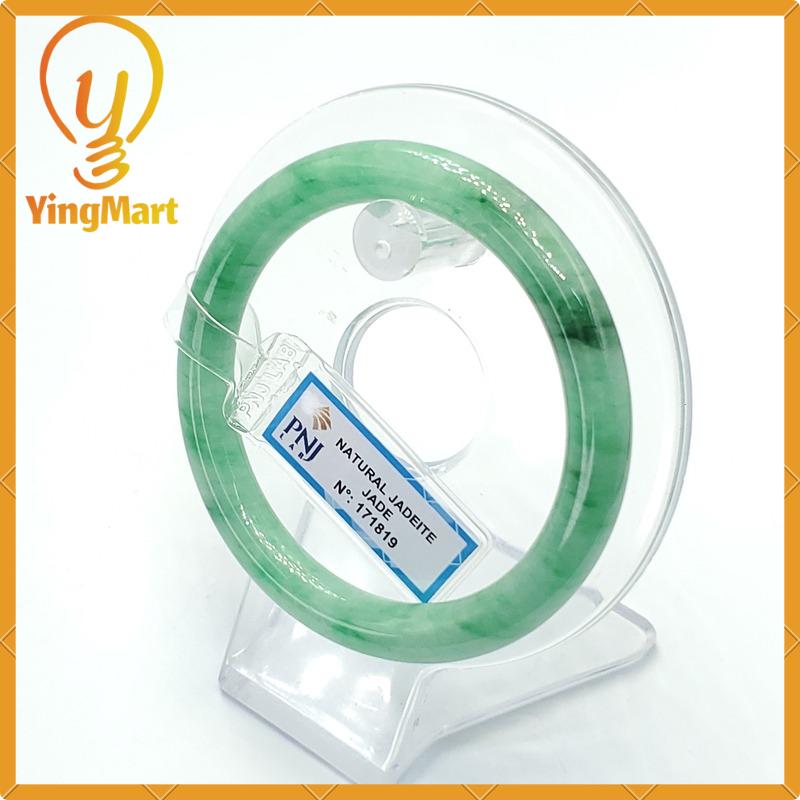 YingCollection 55mm PNJ171819 Certified Natural Color Green White To Green, Grey Jadeite Jade Bangle Bracelet, Real Gemstone