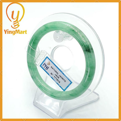 YingCollection 55mm PNJ171819 Certified Natural Color Green White To Green, Grey Jadeite Jade Bangle Bracelet, Real Gemstone
