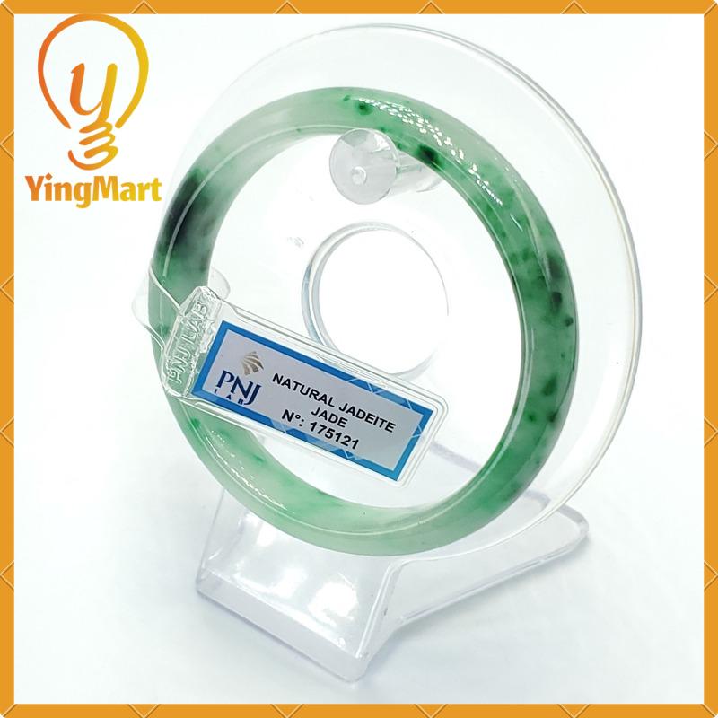 YingCollection 56mm PNJ175121 Certified Natural Color Green White To Dark Green, Grey White Jadeite Jade Bangle Bracelet, Real Gemstone
