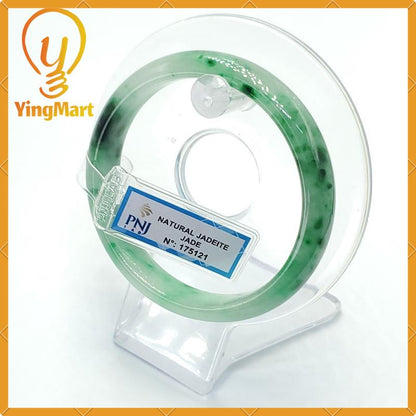 YingCollection 56mm PNJ175121 Certified Natural Color Green White To Dark Green, Grey White Jadeite Jade Bangle Bracelet, Real Gemstone