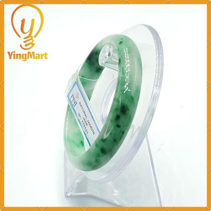 YingCollection 56mm PNJ175121 Certified Natural Color Green White To Dark Green, Grey White Jadeite Jade Bangle Bracelet, Real Gemstone