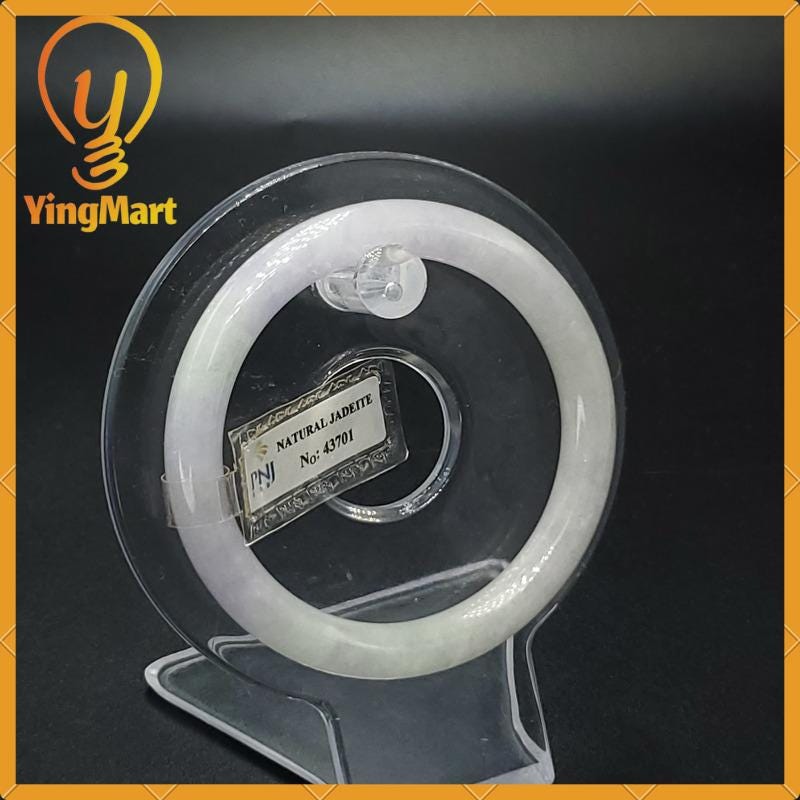 Jade Bangle 53mm PNJ43701 Certified | Yingmart Natural Color Grey White Jadeite Jade Bracelet for Men, Women, Grandmother, Sister