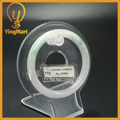 YingCollection 52mm PNJ43702 Certified Natural Color Light Green To Grey White Jadeite Jade Bangle Bracelet, Real Gemstone