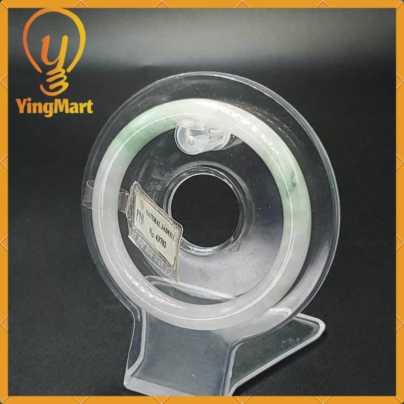 YingCollection 52mm PNJ43702 Certified Natural Color Light Green To Grey White Jadeite Jade Bangle Bracelet, Real Gemstone