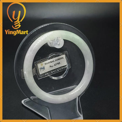 Jade Bangle 53mm PNJ43705 Certified | Yingmart Natural Color Grey White Jadeite Jade Bracelet for Men, Women, Grandmother, Sister
