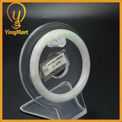 Jade Bangle 53mm PNJ43705 Certified | Yingmart Natural Color Grey White Jadeite Jade Bracelet for Men, Women, Grandmother, Sister
