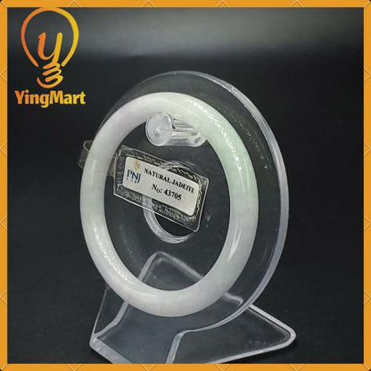 Jade Bangle 53mm PNJ43705 Certified | Yingmart Natural Color Grey White Jadeite Jade Bracelet for Men, Women, Grandmother, Sister