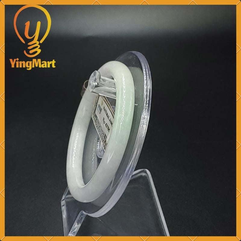 Jade Bangle 53mm PNJ43705 Certified | Yingmart Natural Color Grey White Jadeite Jade Bracelet for Men, Women, Grandmother, Sister