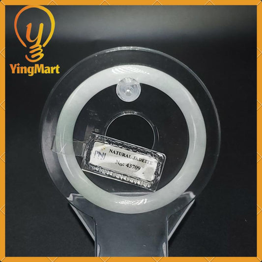 Certified 51mm Natural Color Grey White Jadeite Bangle PNJ43709 | Jade Bracelet for Men, Women, Sister, Grandma – Vintage Jade Gift