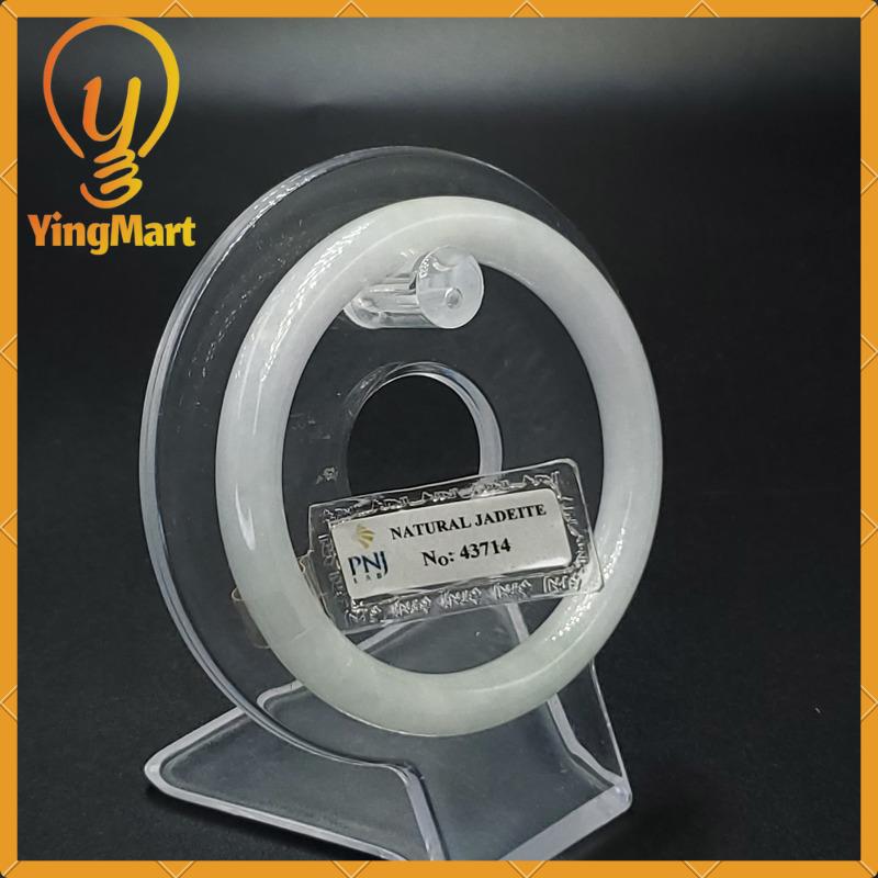 Jade Bangle 54mm PNJ43714 Certified Jade Bracelet | Yingmart Natural Color Grey-White Jade Jadeite Bracelet for Women, Men, Grandma, Sister