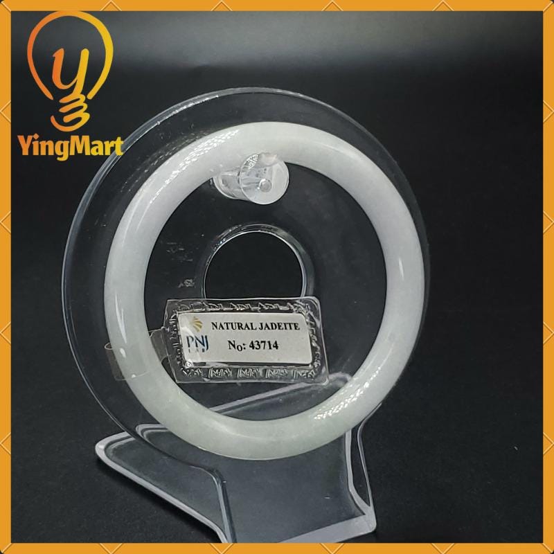 Jade Bangle 54mm PNJ43714 Certified Jade Bracelet | Yingmart Natural Color Grey-White Jade Jadeite Bracelet for Women, Men, Grandma, Sister