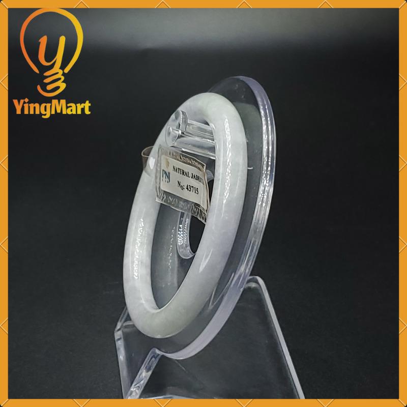 Jade Bangle 54mm PNJ Certified Jade Bracelet | Yingmart – Natural Color Grey White Jade Jadeite Jewelry for Women, Men, Grandma, Sister