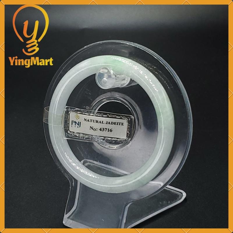 Jade Bangle 52mm PNJ Certified Jade Bracelet | Yingmart Natural Color Grey White Jadeite Jewelry for Women, Men, Grandma, Sister