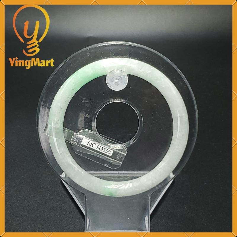 Jade Bangle 54mm SJC Certified Bracelet | Yingmart – Natural Color Grey Slight Green Jadeite Jewelry for Women, Men, Grandma, Sister