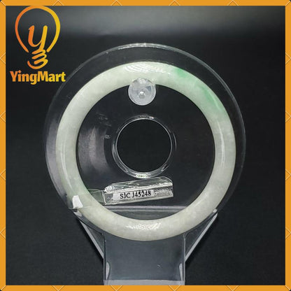 YingCollection 55mm SJC45248 Certified Natural Color Greyish Very Slightly Green Jadeite Jade Bangle Bracelet, Real Gemstone