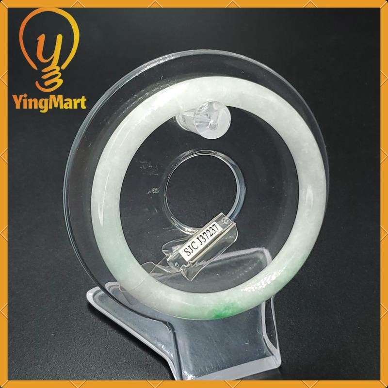 YingCollection 55mm SJC37237 Certified Natural Color Greyish Very Slightly Green Jadeite Jade Bangle Bracelet, Real Gemstone