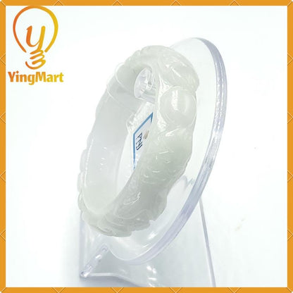 Natural Color Jadeite Jade Bangle 50mm PNJ267853 | White Grey White Jade Bracelet for Mother, Men, Grandma, Sister – Mothers day gift