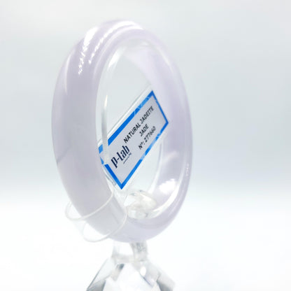 Certified 51mm PNJ277660 Real Jadeite Jade Bangle Natural Color White & Purplish White Jade Bracelet for Men, Women, Grandma,Sister