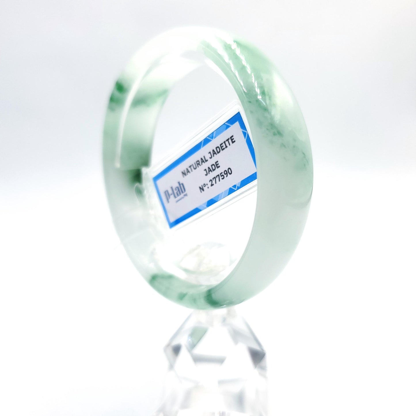 Jade Bangle Certified 54mm PNJ277590  | Natural Color Green-White to Green, Grey White Jadeite Bracelet for Men, Women, Grandma, Sister