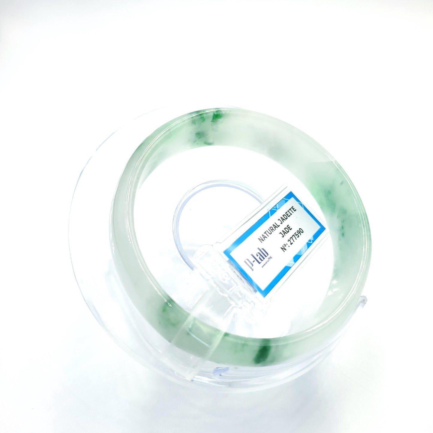 Jade Bangle Certified 54mm PNJ277590  | Natural Color Green-White to Green, Grey White Jadeite Bracelet for Men, Women, Grandma, Sister
