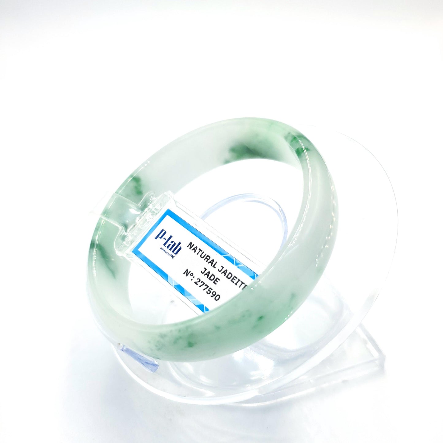 Jade Bangle Certified 54mm PNJ277590  | Natural Color Green-White to Green, Grey White Jadeite Bracelet for Men, Women, Grandma, Sister