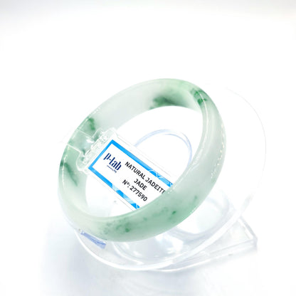 Jade Bangle Certified 54mm PNJ277590  | Natural Color Green-White to Green, Grey White Jadeite Bracelet for Men, Women, Grandma, Sister