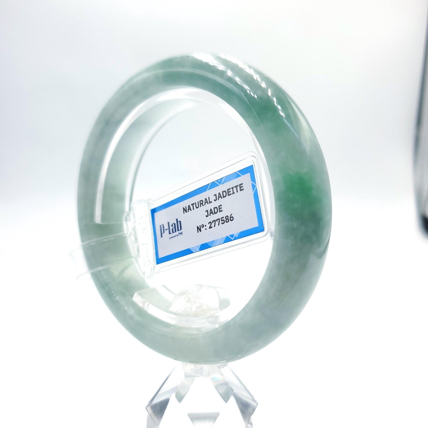 Certified 53mm PNJ277586 Real Jade Bangle | Natural Color Green-White to Green, Grey White Jadeite Bracelet for Men, Women, Grandma, Sister