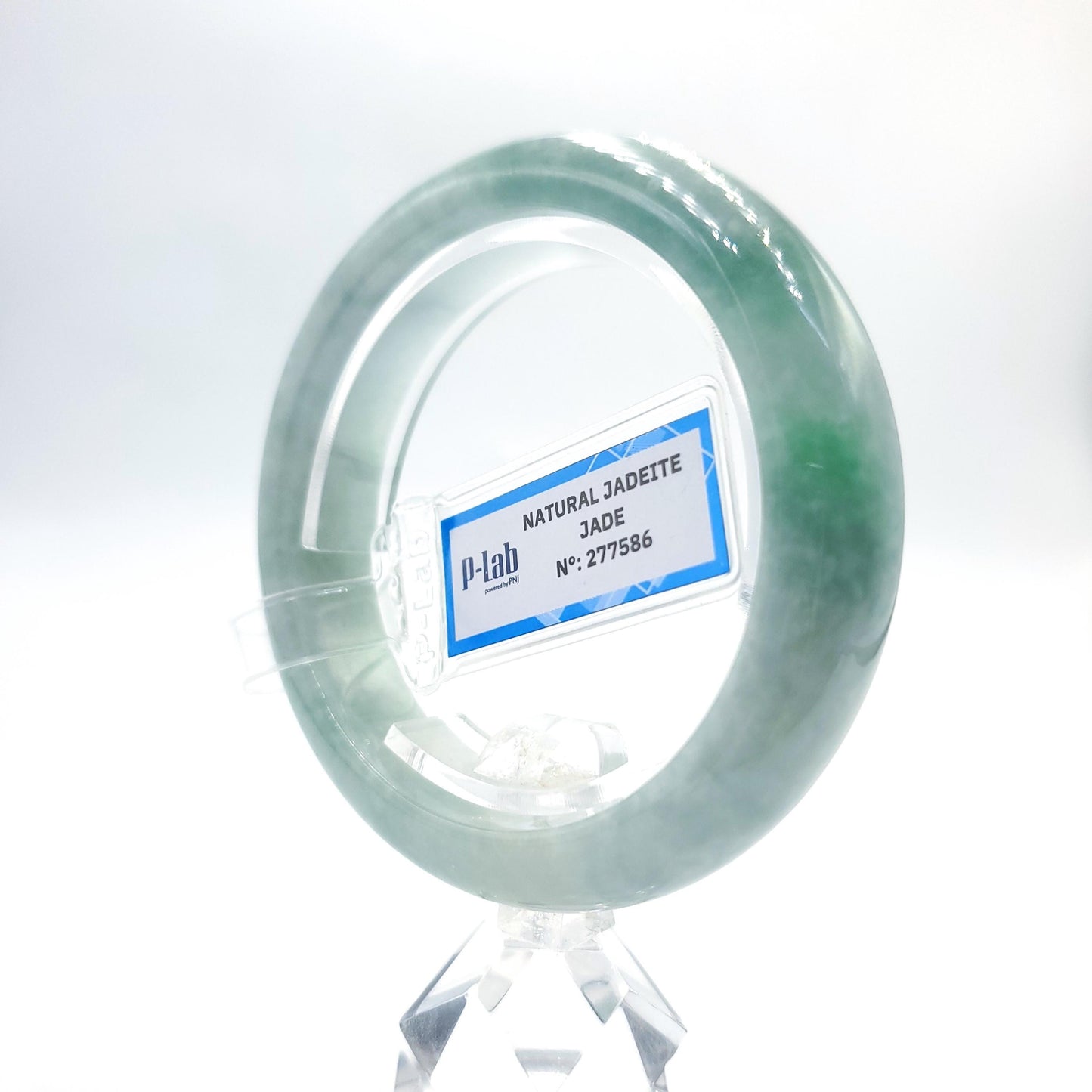 Certified 53mm PNJ277586 Real Jade Bangle | Natural Color Green-White to Green, Grey White Jadeite Bracelet for Men, Women, Grandma, Sister