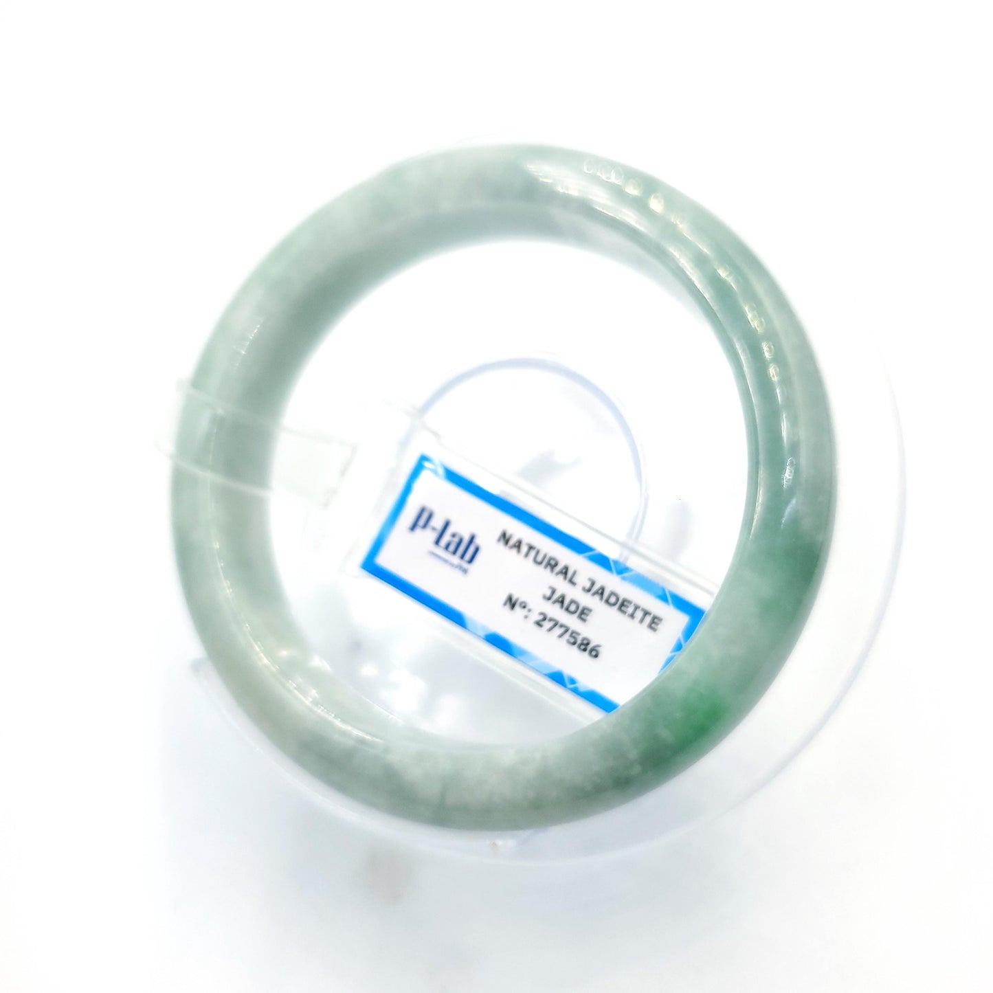 Certified 53mm PNJ277586 Real Jade Bangle | Natural Color Green-White to Green, Grey White Jadeite Bracelet for Men, Women, Grandma, Sister