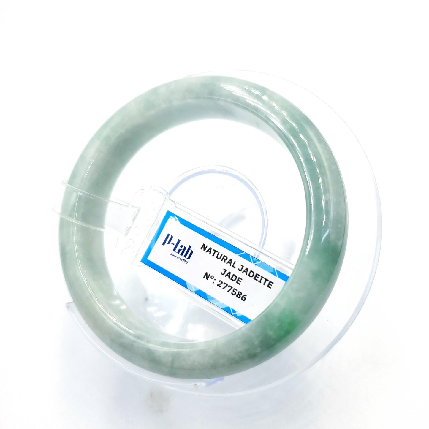 Certified 53mm PNJ277586 Real Jade Bangle | Natural Color Green-White to Green, Grey White Jadeite Bracelet for Men, Women, Grandma, Sister