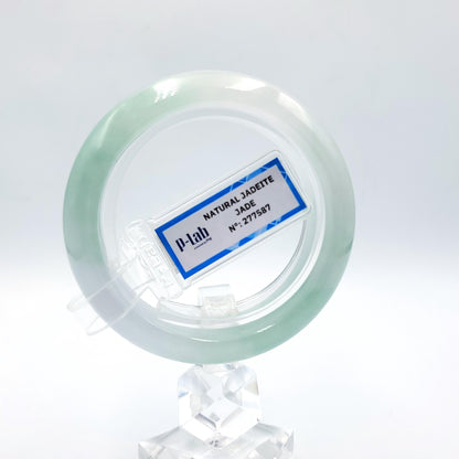 Certified 51mm PNJ277587 Real Jade Bangle | Natural Color Green-White to Green, Grey White Jadeite Bracelet for Men, Women, Grandma, Sister