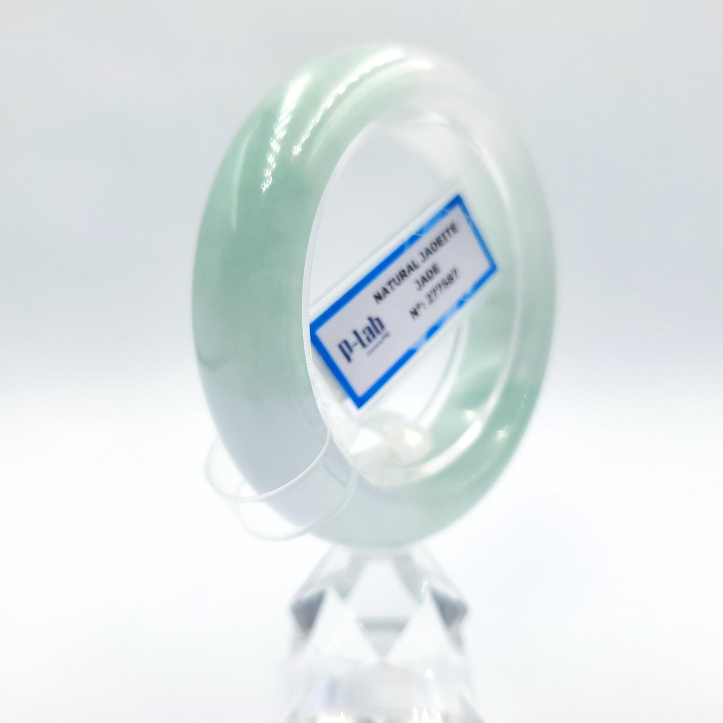 Certified 51mm PNJ277587 Real Jade Bangle | Natural Color Green-White to Green, Grey White Jadeite Bracelet for Men, Women, Grandma, Sister