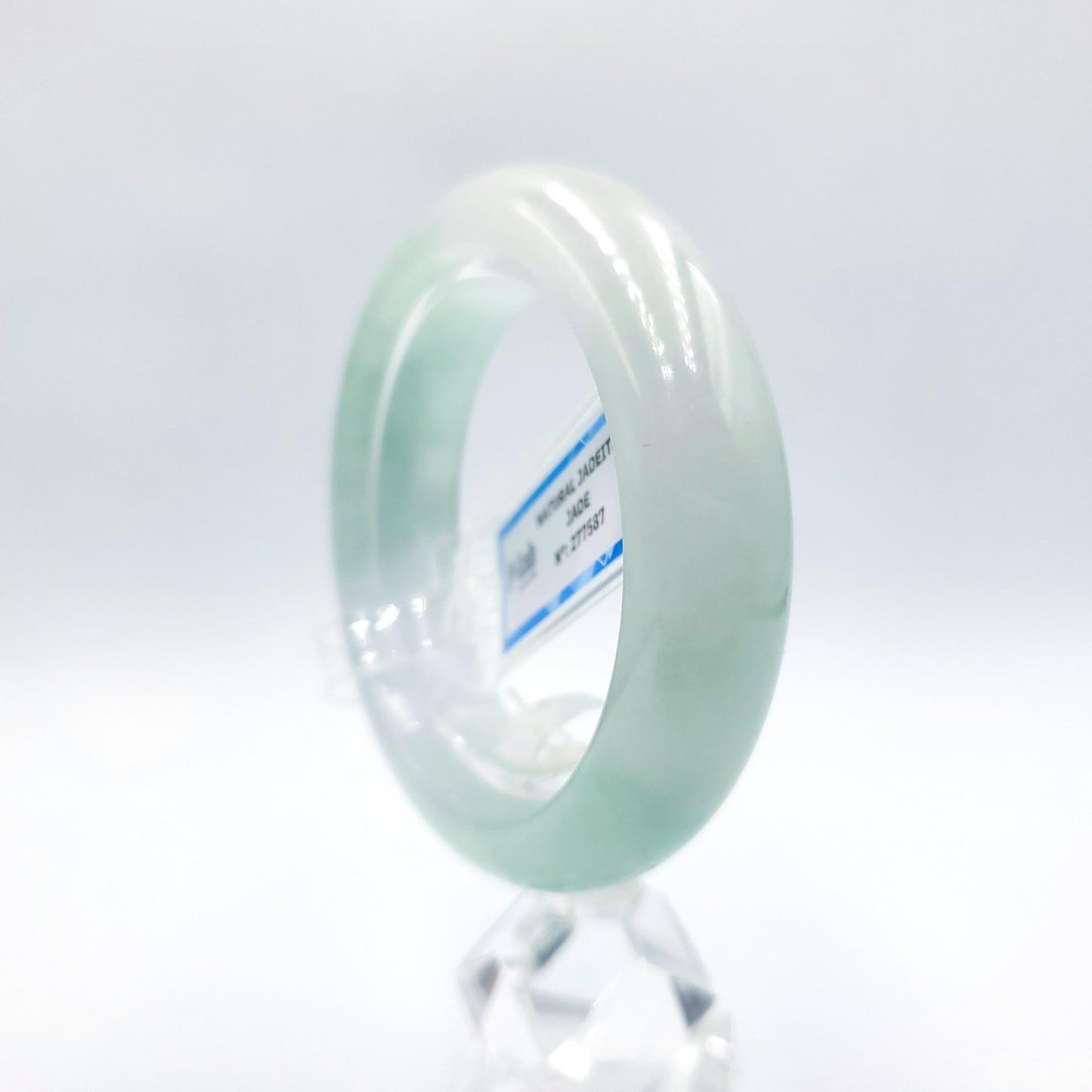 Certified 51mm PNJ277587 Real Jade Bangle | Natural Color Green-White to Green, Grey White Jadeite Bracelet for Men, Women, Grandma, Sister