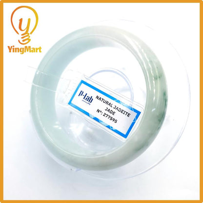 Certified 51mm PNJ277595 Real Jade Bangle | Natural Color Green White to Greyish Green, Grey White Jadeite Bracelet for Men, Women, Grandma