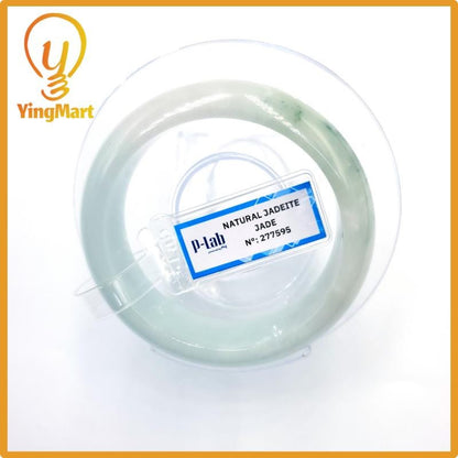 Certified 51mm PNJ277595 Real Jade Bangle | Natural Color Green White to Greyish Green, Grey White Jadeite Bracelet for Men, Women, Grandma