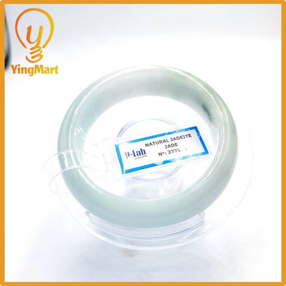 Certified 51mm PNJ277595 Real Jade Bangle | Natural Color Green White to Greyish Green, Grey White Jadeite Bracelet for Men, Women, Grandma