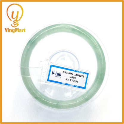 Certified 58mm PNJ277594 Real Jade Bangle | Natural Color Green White to Greyish Green, Grey White Jadeite Bracelet for Men, Women, Grandma