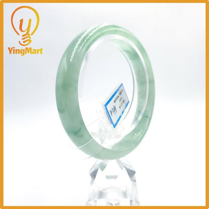 Certified 58mm PNJ277594 Real Jade Bangle | Natural Color Green White to Greyish Green, Grey White Jadeite Bracelet for Men, Women, Grandma