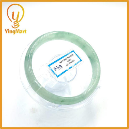 Certified 58mm PNJ277594 Real Jade Bangle | Natural Color Green White to Greyish Green, Grey White Jadeite Bracelet for Men, Women, Grandma