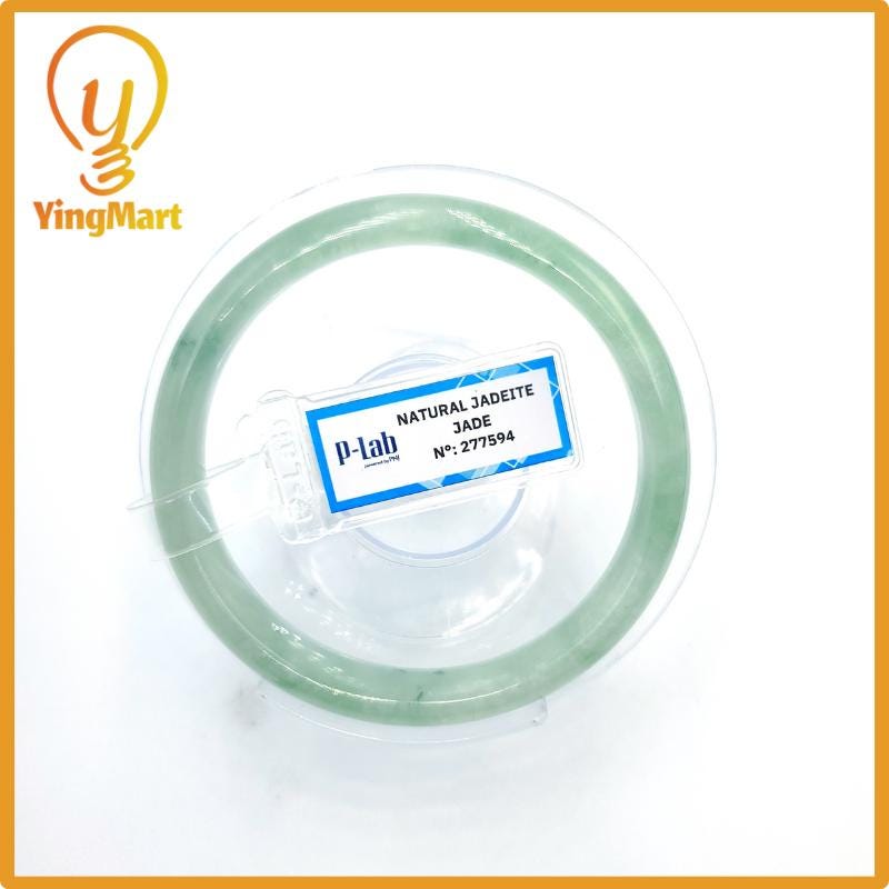 Certified 58mm PNJ277594 Real Jade Bangle | Natural Color Green White to Greyish Green, Grey White Jadeite Bracelet for Men, Women, Grandma