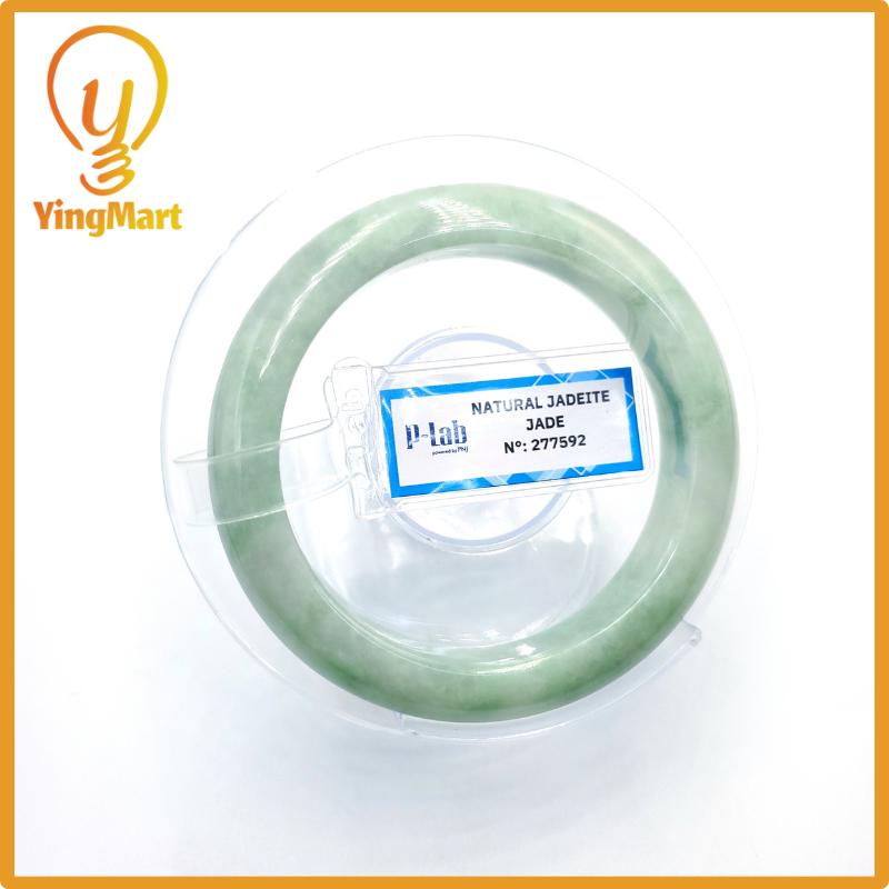 Natural Color Jade Bangle 50mm PNJ277592 | Green White to Light Green, Grey White Jade Bracelet for Men, Women, Grandma – Mothers day gift