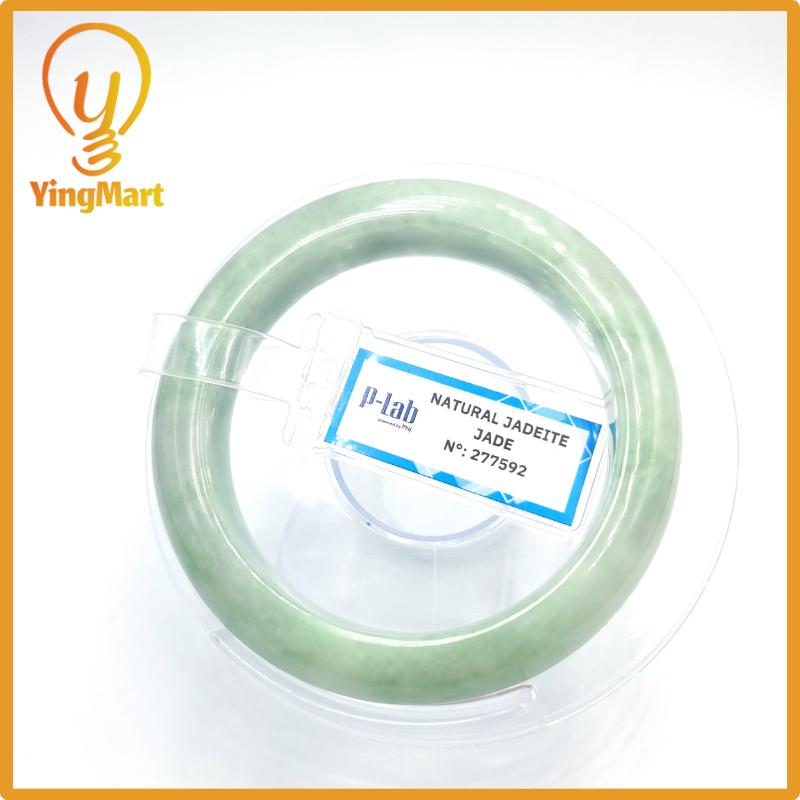 Natural Color Jade Bangle 50mm PNJ277592 | Green White to Light Green, Grey White Jade Bracelet for Men, Women, Grandma – Mothers day gift