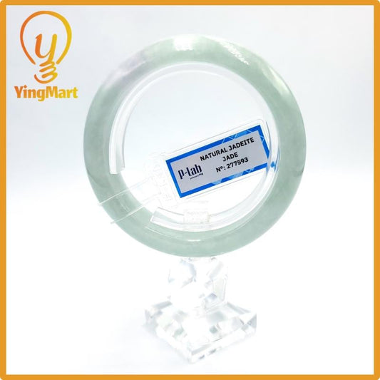 Certified 52mm PNJ277593 Real Jade Bangle Natural Color Green White to Light Green, Grey White, Grey Jadeite Bracelet for Men, Women,Grandma