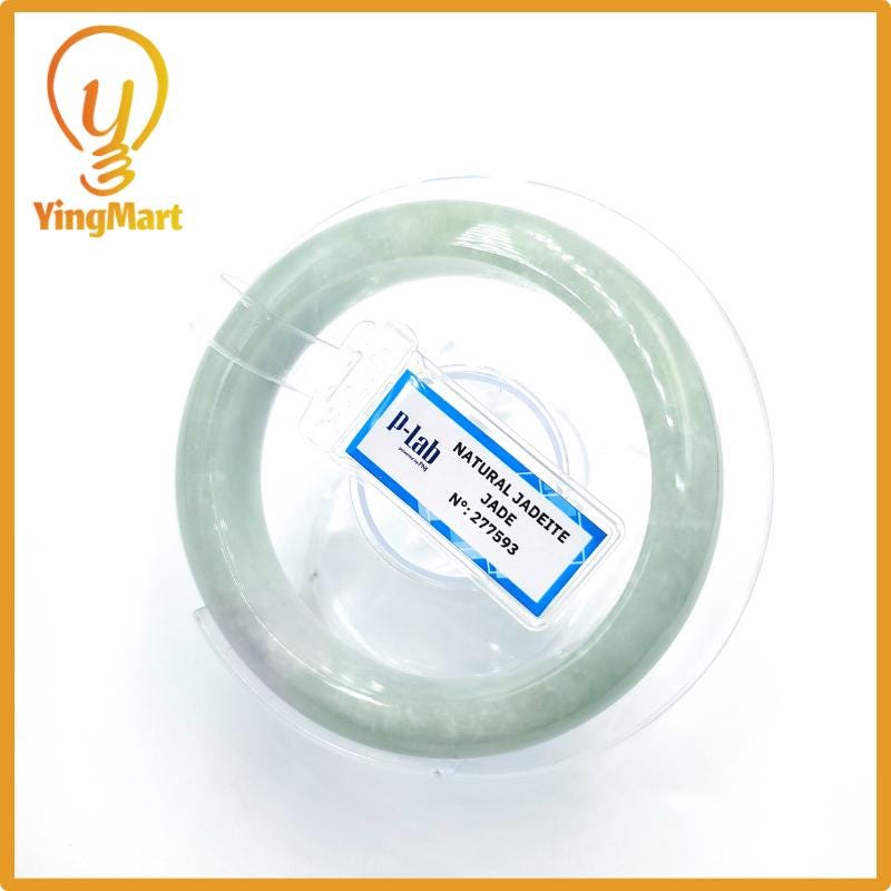Certified 52mm PNJ277593 Real Jade Bangle Natural Color Green White to Light Green, Grey White, Grey Jadeite Bracelet for Men, Women,Grandma